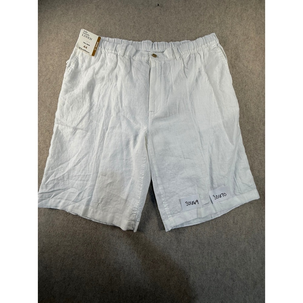 NWT Caribbean Isle Sands Linen Shorts Mens 44 Tall White 12 Inch Inseam